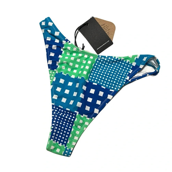 NWT Vanessa Mooney Arabella bikini bottom patchwork green blue XL - Picture 5 of 9